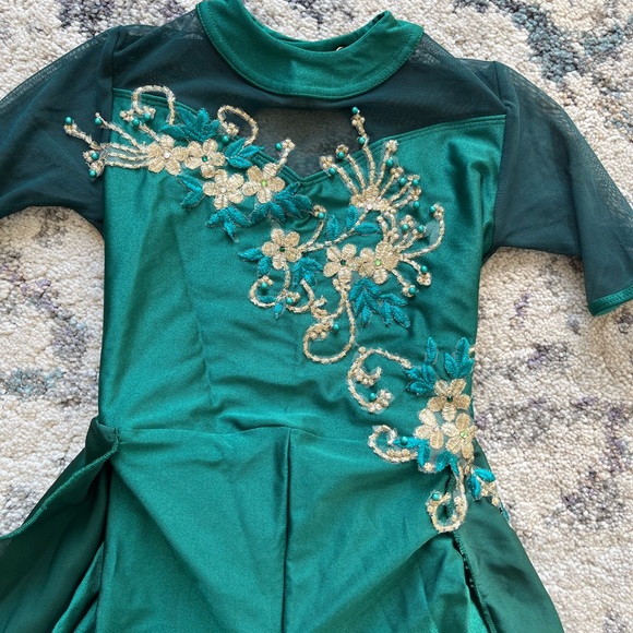 Custom Green One Piece Dance Costume - Picture 2 of 5
